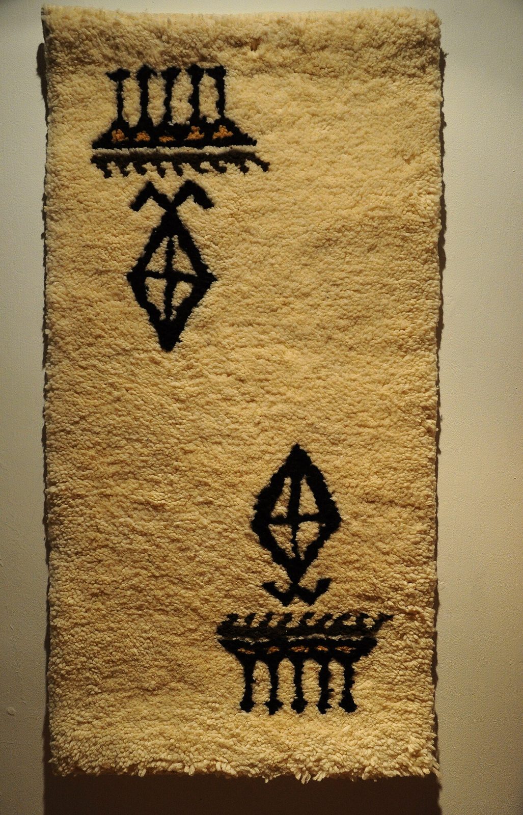 Kairouan Berber Rug — Ivory & Charcoal Symbols